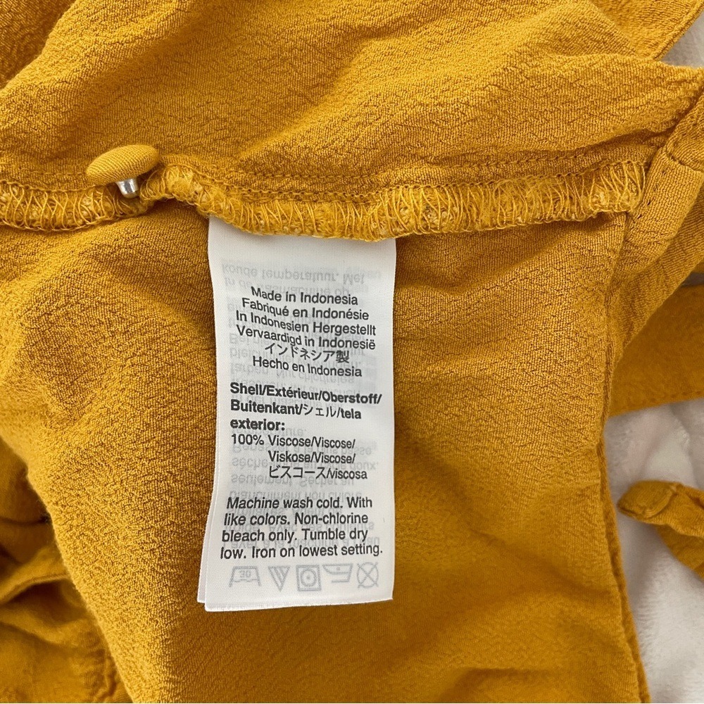 Madewell Women's Mustard Yellow Button Front Tie Top Summer y2k Beach Pool XS - Picture 5 of 7